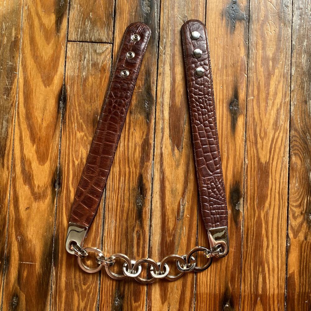 Captiva leather and silver chain belt size small